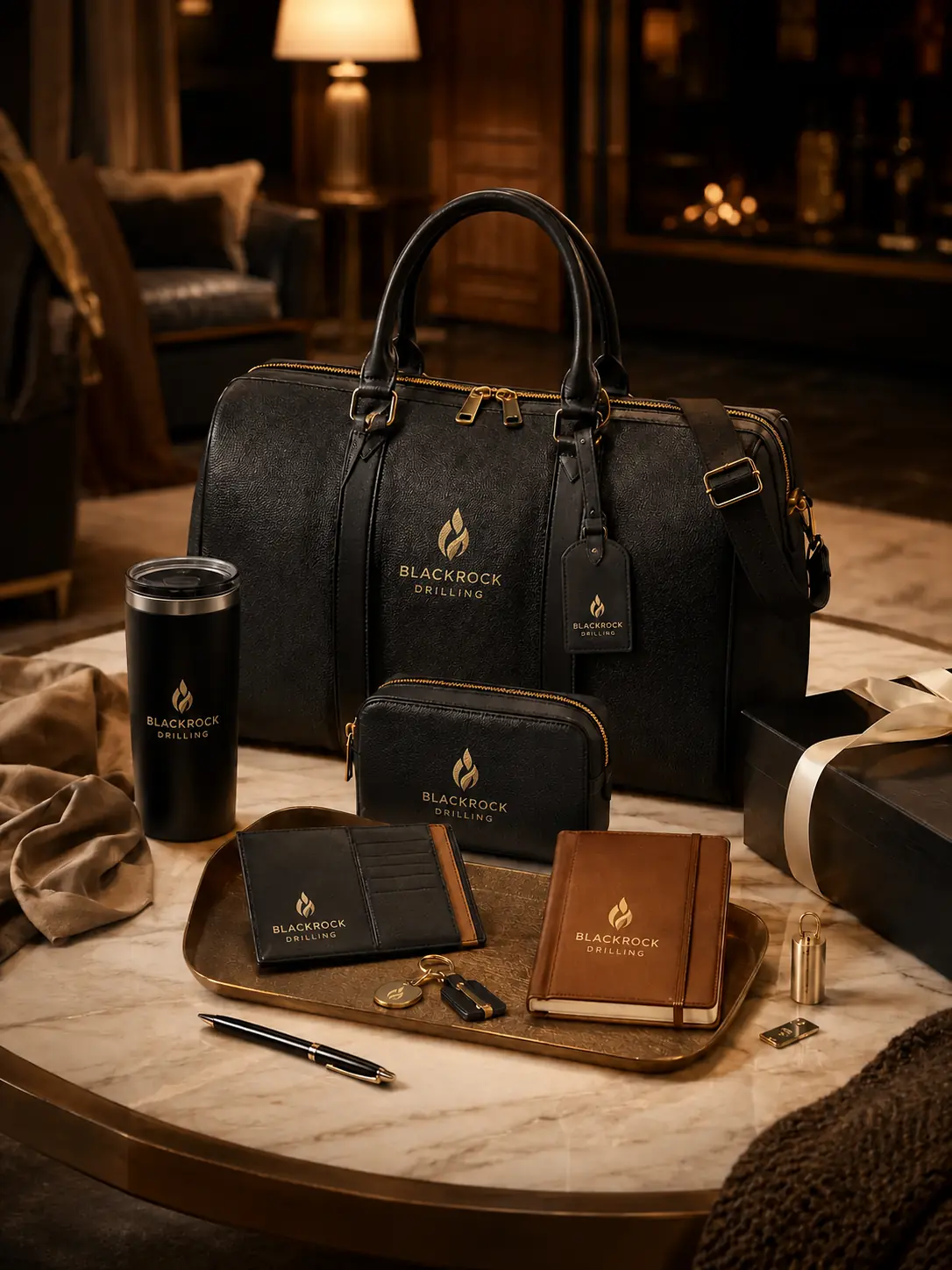 Premium leather travel gift set
